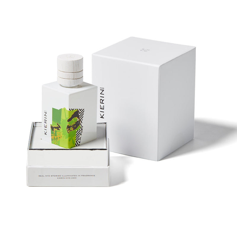 KIERIN 10 A.M. Flirt 100 ml perfume bottle with its presentation box.