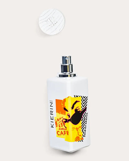 KIERIN Sunday Brunch perfume and cap arranged on a white background, viewed from above.